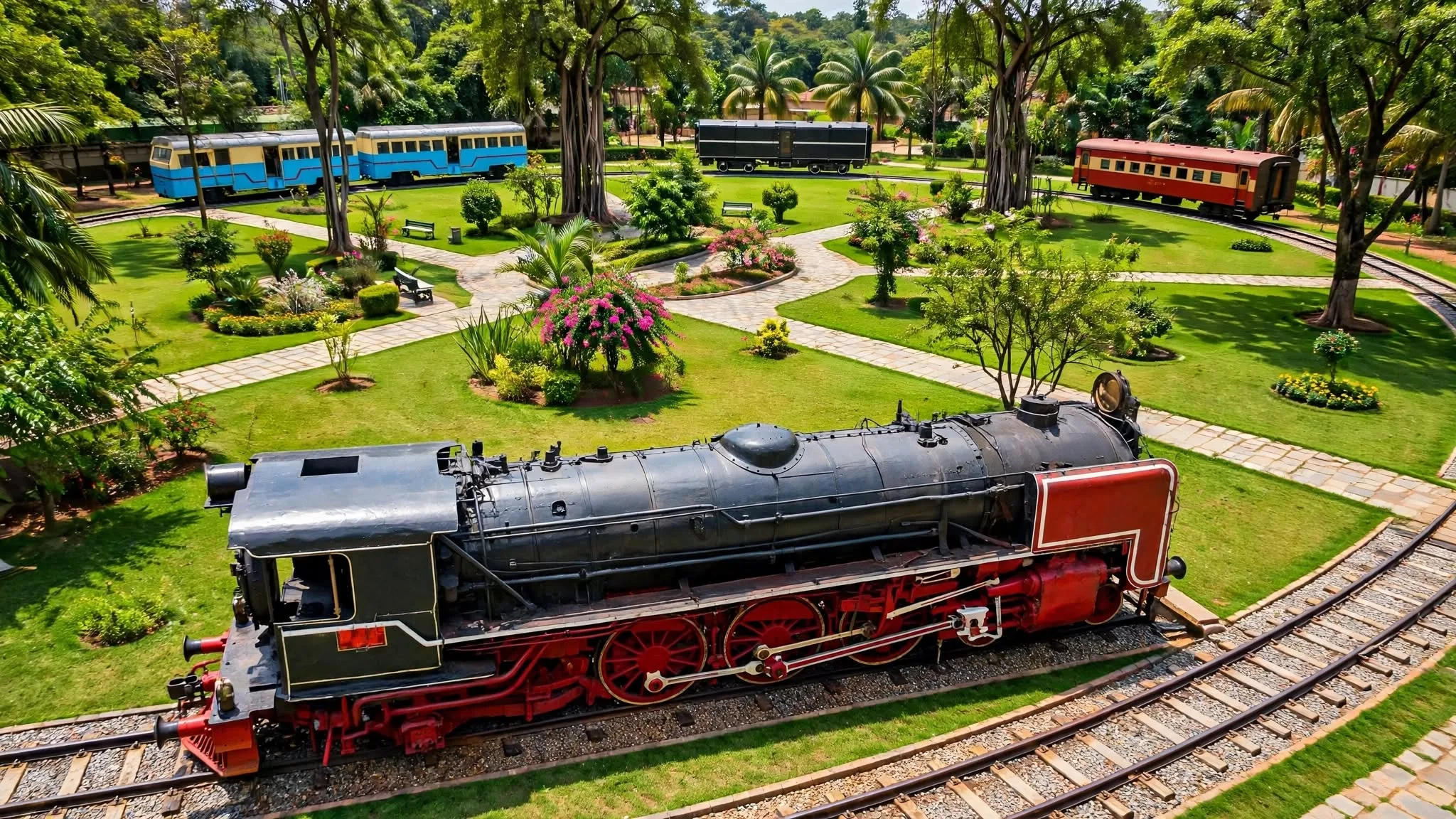 railway museum drone shot