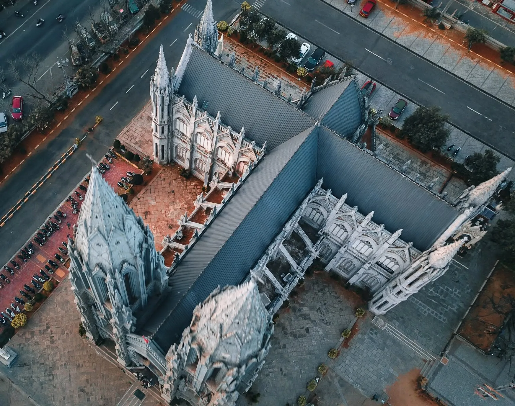 church mysore drone view